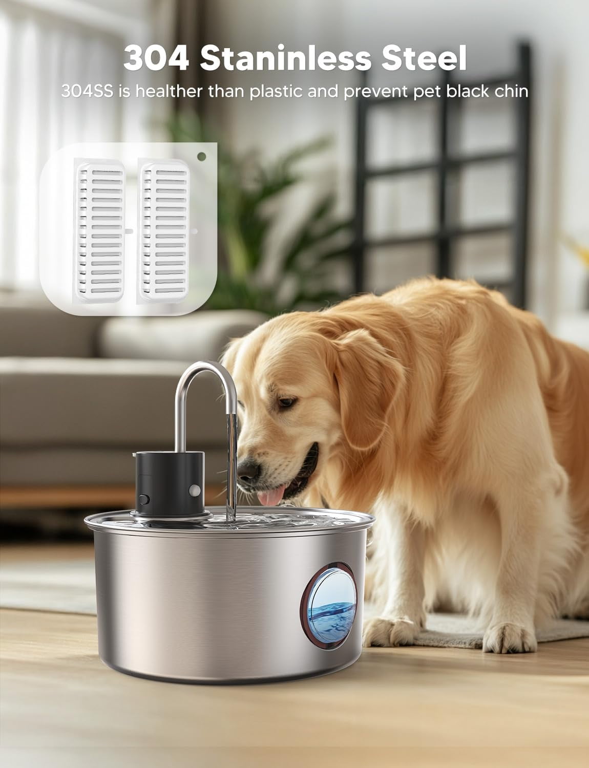 AGEETXT Cat Water Fountain Filters, Replacement Filters for 108oz/3.2L Cat Fountain,10 Packs Filters & 2 Sponges Set for Stainless Steel Pet Water Fountain
