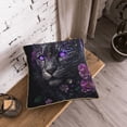 thumbnail image 5 of KLL Purple-Eyed Floral Leopard Decorative Throw Pillow Covers Velvet Soft for Couch Sofa Bedroom Living Room Outdoor (No pillow core)- 20"x20", 5 of 5