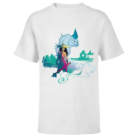 Disney Raya and the Last Dragon Watercolor Standard T-Shirt - Short Sleeve T-Shirt for Kids - Customized-White
