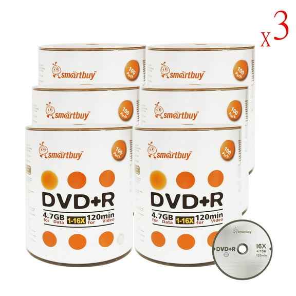 1800 Pack Smartbuy 16X DVD R DVDR 4.7GB Logo Top (Non-Printable) Data Video Blank Recordable Disc
