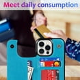 thumbnail image 5 of Dteck Embossed Flower Pattern Wallet Case for iPhone 13 Pro Max,Magnetic Leather Card Slots Women Girl Case Shockproof Kickstand Flip Cover for iPhone 13 Pro Max,Blue, 5 of 8