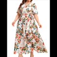 thumbnail image 3 of Vestido de Verano Holgado Informal de Corta con Corte A y Corte en A para Mujer, Talla Grande Crema XL, 3 of 10