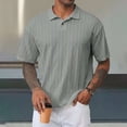 thumbnail image 4 of Men's Polo Shirt Knit Textured Stretchy Casual Short Sleeve Collared Button Split Loose Fit Summer Golf Shirts,2XL, 4 of 5