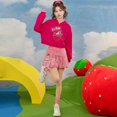 thumbnail image 4 of Falda corta vaquera Kawaii con oso de fresa, vestido ajustado de cintura alta a la moda de Anime Y2K, Falda medio plisada rosa para chica picante, 2023, 4 of 4