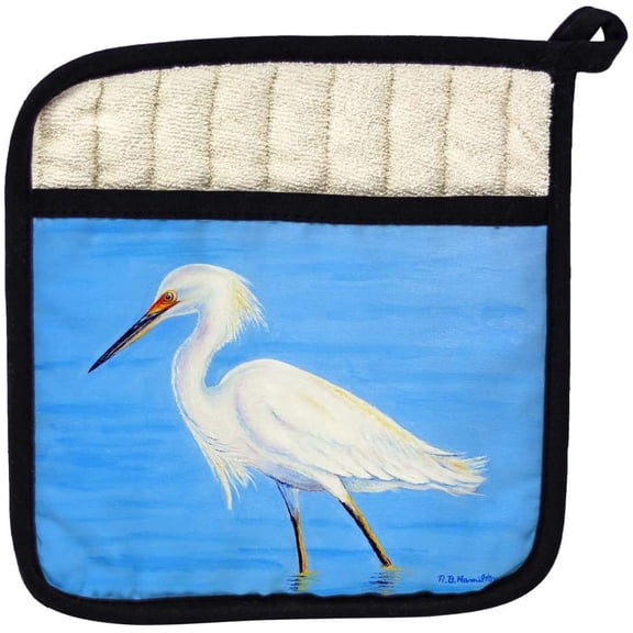 Betsy Drake PT1087 Stalking Snowy Egret Pot Holder