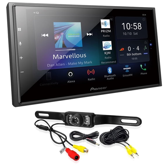 Pioneer DMH-W4660NEX 6.8" Receiver Compatible with Apple Carplay, Android Auto, and Bluetooth and License Plate Mounted Backup Camera