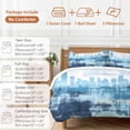 thumbnail image 6 of Abstract Urban Silhouette Duvet Cover Set Twin Size, Retro Blue Building 4 Piece Soft Microfiber Bedding Set with 1 Duvet Cover, 1 Flat Sheet, 2 Pillowcases, 6 of 9