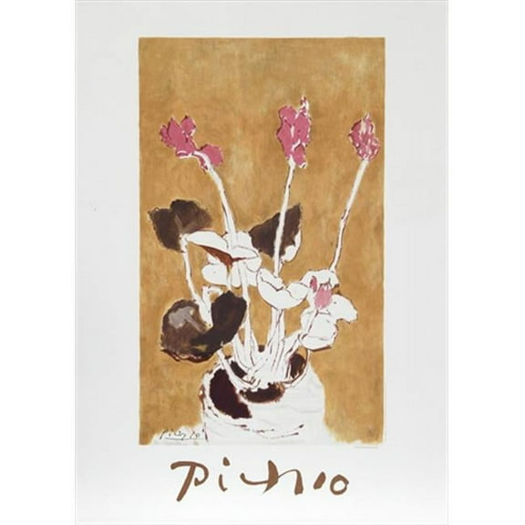 Pablo Picasso Les Cyclamens - Beige-Brown-Pink - Lithograph on Paper 29 In. x 22 In.