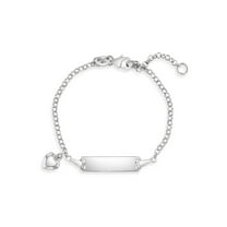 925 Sterling Silver Girls Adjustable & Engravable Heart Identification Bracelet