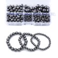 thumbnail image 2 of Cuentas sueltas de piedras preciosas de hematita negra, juego de caja de valor de cuentas Mala de piedra redonda no magnética, 300 Uds. Por caja para fabricación de joyas, 2 of 5
