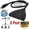 thumbnail image 3 of Conmutador de interfaz multimedia de alta definición 3 en 1 Conmutador divisor de interfaz multimedia de alta definición con cable flexible Admite audio 3D 1080P HD para Switch Xbox One 3 Apple TV, 3 of 12