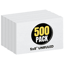 1InTheOffice Index Cards 5x8 Blank, Unruled Index Cards, White, 500/Pack