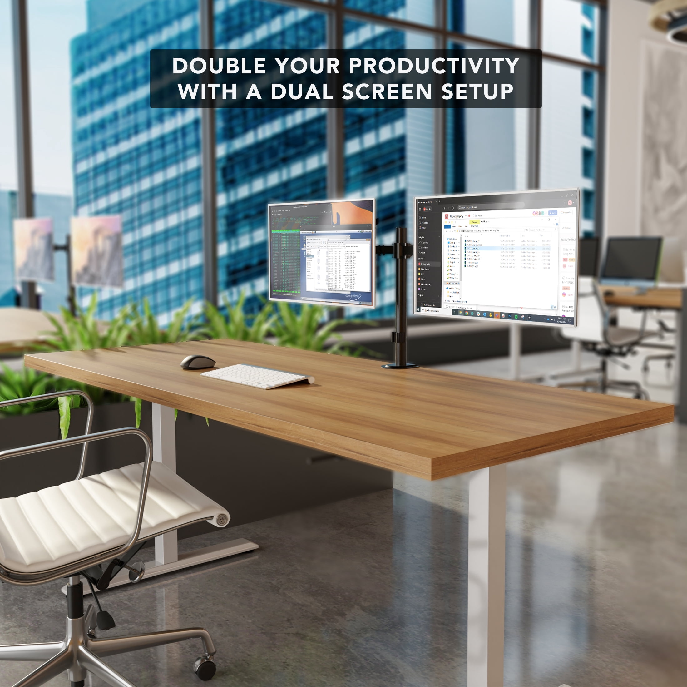 Mount-It! Dual Monitor Desk Stand, Fits 17"-32" Screen Sizes, Full Motion Mount, Ergonomic