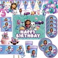 thumbnail image 2 of Gabby casa de muñecas decoración de fiesta de cumpleaños de gatos, vajilla desechable, platos, tazas, globo para fiesta de niñas, suministros para Baby Shower, 2 of 5