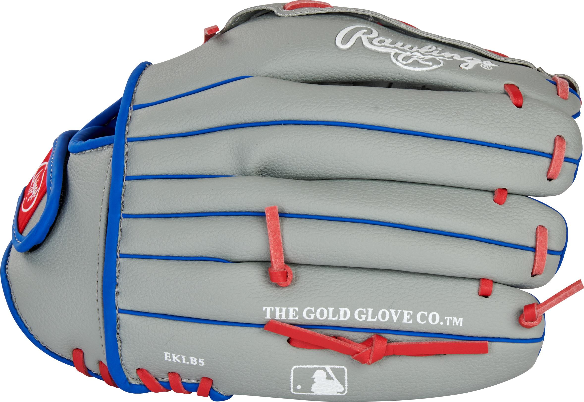 Rawlings Players Series Youth Tball/Baseball Gloves, Gray/Red, 11.5 inch, Left Hand Throw