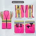 thumbnail image 3 of Chaleco de seguridad SULWZM con bolsillos con cremallera Reflective Pink XL, 3 of 6