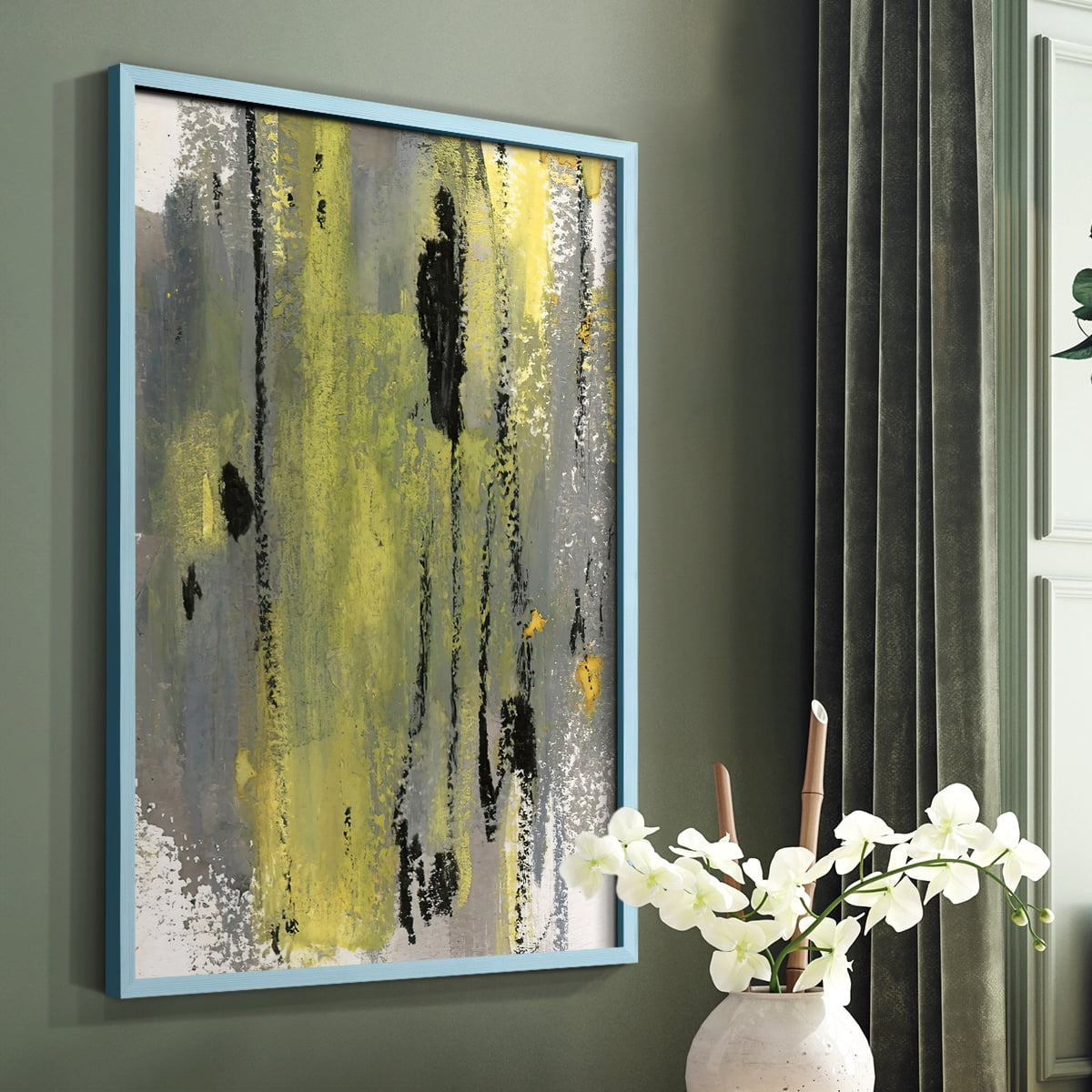 Loft Pastel II Framed Print in Blue Solid Wood Framed Print No Nail Hanging