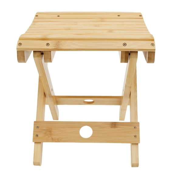 Bamboo Folding Stool Bamboo Sauna Chair for Shaving, Shower Foot Rest, Bath Chair - Great for Bathroom, Spa, Sauna, Wooden Seat, Fully Assembled - 11" D x 12.25" W x 12.4" H