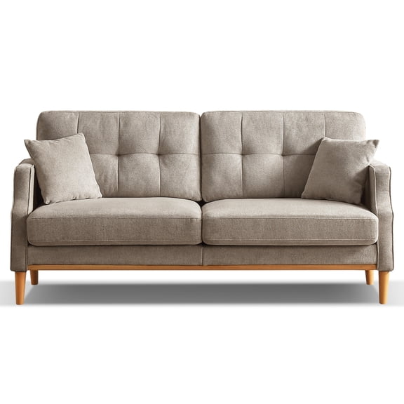 Classic Living Room Sofa 3 Seater, Loveseat with Waterproof Fabric Cream, USB Charging, Suitable for Living Room, Office and Small Space (Light Gray)