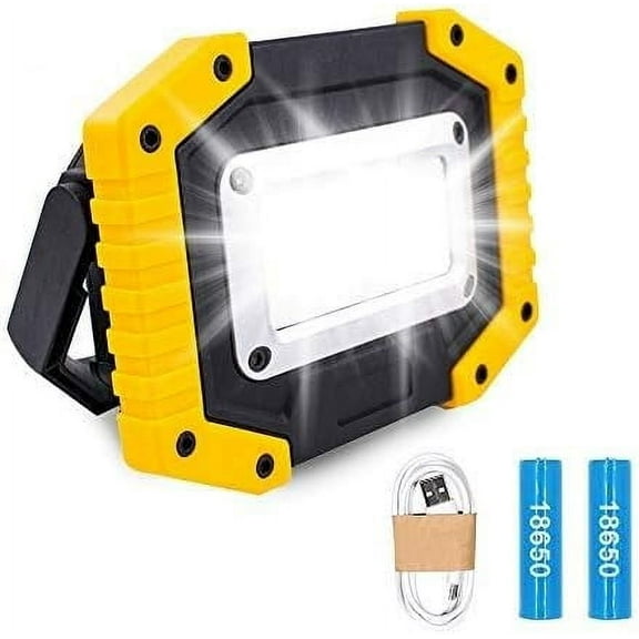 Rechargeable LED Work Light For Outdoor Enthusiasts, Ultra Bright Double Lamp Design With 3 Modes Emergency Light, Portable Flood Lights 30W 2000 Lumen For Home And Garage Use
