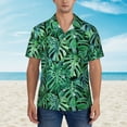 thumbnail image 2 of Kll Men'S Hawaiian Shirt Short Sleeve Button Down Beach Shirts-Monstera Leaves, 2 of 7