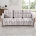 thumbnail image 3 of LifeSky Solid Wood 3-Seater Sofa for Living Room: 220lb Per Seat Support - 20-Minute Assembly for Young Families - Removable Zippered Cushion Covers Blue White Stripes, 3 of 10
