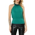 thumbnail image 1 of INSPIRE CHIC Women's Sequins Halter Neck Solid Color Party Tank Tops M Lake Green, 1 of 6