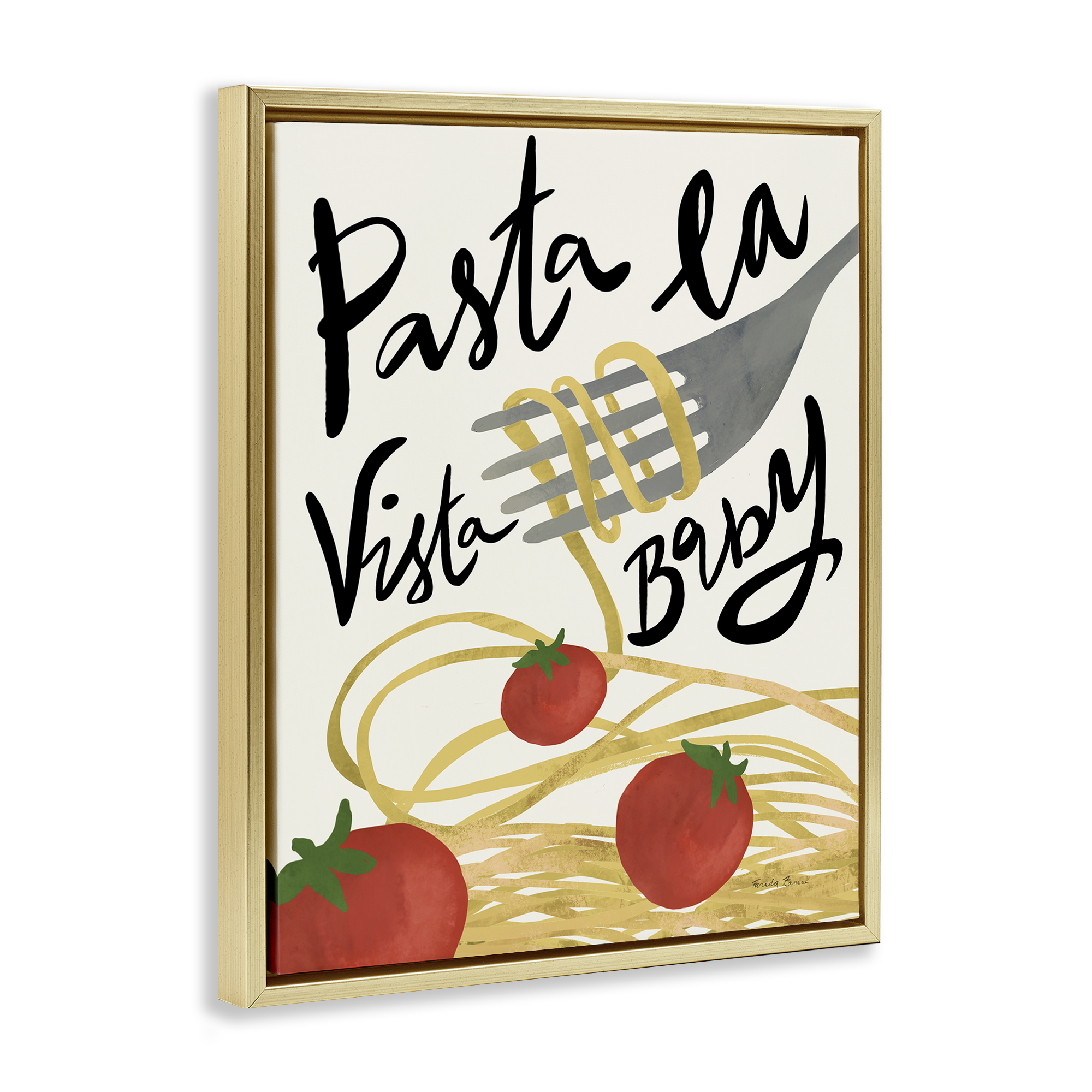 Stupell Industries Pasta La Vista Food & Beverage Painting Gold Floater Framed Art Print Wall Art, 17 x 21