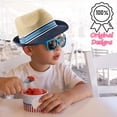 thumbnail image 6 of Peak 2 Peak Unisex Kids Straw Trilby Fedora Cap Felt Fedora Hat Short Brim Sunhat Size 7-14 Years Navy Brim, 6 of 7