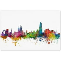 Trademark Fine Art "Barcelona Spain Skyline" Canvas Art by Michael Tompsett