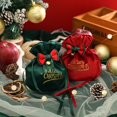 thumbnail image 2 of Bolsas de terciopelo de Navidad con cordón suave bolsa de regalo de dulces, B, rojo Feliz Sencillez, 2 of 5
