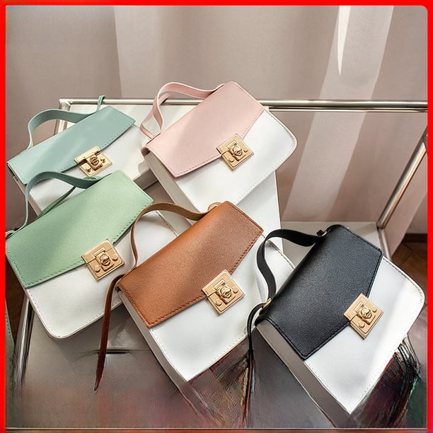 Bolso pequeño de moda con contraste de color para mujer, bolso cuadrado  pequeño y dulce, bolso bandolera con cordón, bolso de mano personalizado