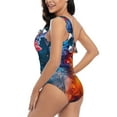 thumbnail image 4 of Honeii Modern Art Red And Blue Colors for women's one-piece swimsuit featuring a chic one-shoulder design experience elegance and style in the water-Large, 4 of 6