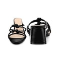 thumbnail image 4 of BLISSFUL STEP Pointed Toe Double Knotted Block Heel Slide Sandals for Women Black (Size 9), 4 of 4