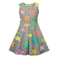 thumbnail image 5 of Delliss Girls Sleeveless Dress crew Neck star printed Sundress for Casual Home Party Beach 3-14 Years, 5 of 6
