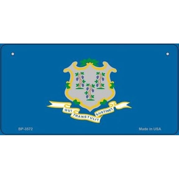 Smart Blonde BP-3572 3 x 6 in. Connecticut Flag Novelty Metal Bicycle Plate