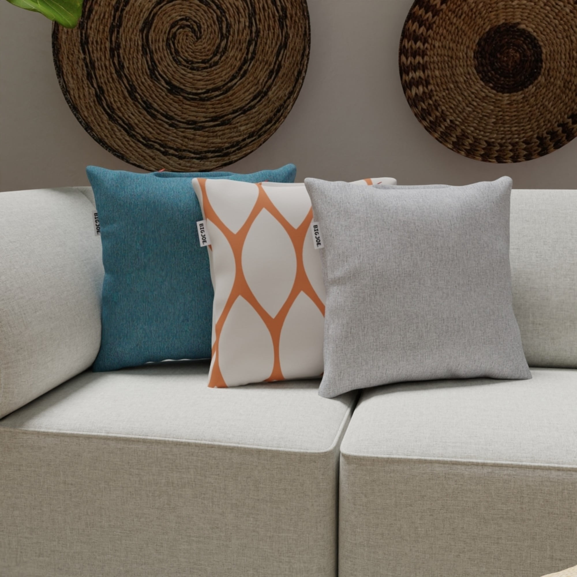 Big Joe Square Pillow Weatherproof Bean Bag Decor, Ceramic Intertwist, Weather Resistant UV-Protected Fabric, 16 inches
