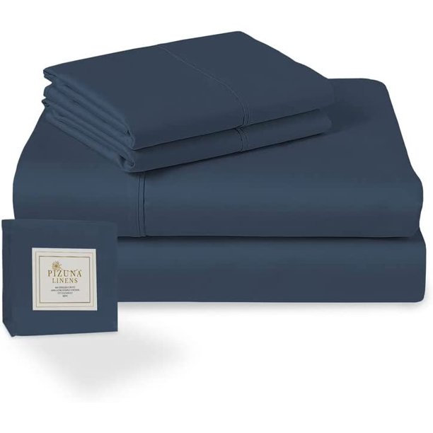 Cotton Full Size Bed Sheet Set Pure White, 400 Thread Count 100 Long Staple Smooth Sateen Weave