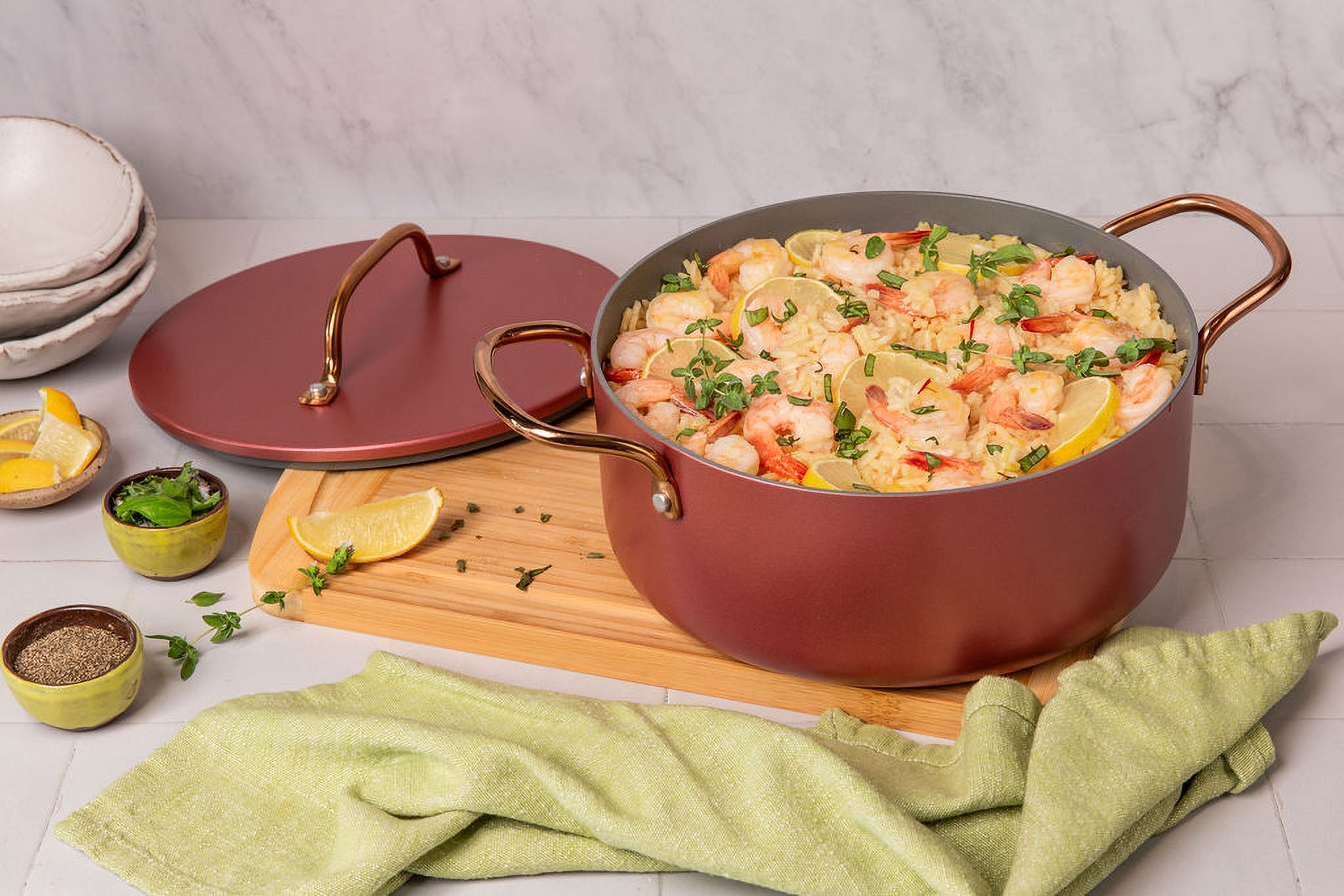 7-Piece Pots and Pans Set, Modern Kitchen Cookware Set (Rose)