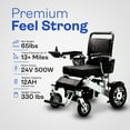 thumbnail image 5 of Alton Mobility - WOLF - Foldable Lightweight Heavy Duty Electric Wheelchair 330 lbs Max Load 500W 13 Miles - BLACK LEATHER, 5 of 10