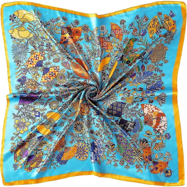 Pañuelo para la cabeza cuadrado similar a la seda de 35 ": pañuelo con sensación de seda a la moda para mujer para envolver el cabello y dormir por la noche.