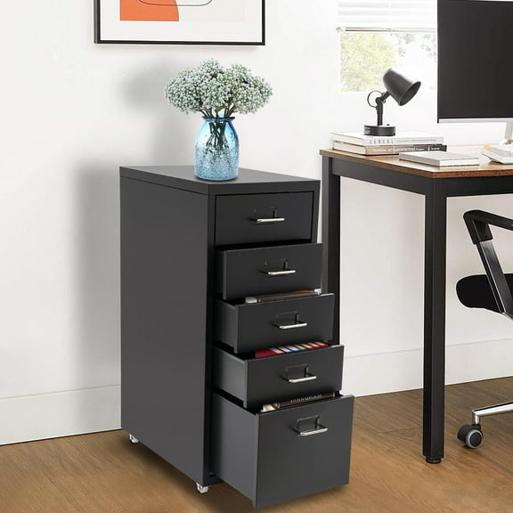 5-Layers Bedroom Office Storage Cabinet Modern Storage Cabinet Movable Cabinet