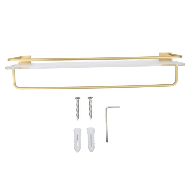 Estante de almacenamiento para ducha Estante de montaje en pared para carrito de ducha de 50 cm con colgador de toallas Base acrílica Barra de aluminio Organizador de ducha de ANGGREK Otros