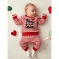 thumbnail image 4 of BemeyourBBs Toddler Baby Boy Girl Valentines Day Outfit Fall Winter Spring Clothes Striped Heart Letter Long Sleeve Sweatshirt and Pants 2 Piece Outfits Set, 4 of 9