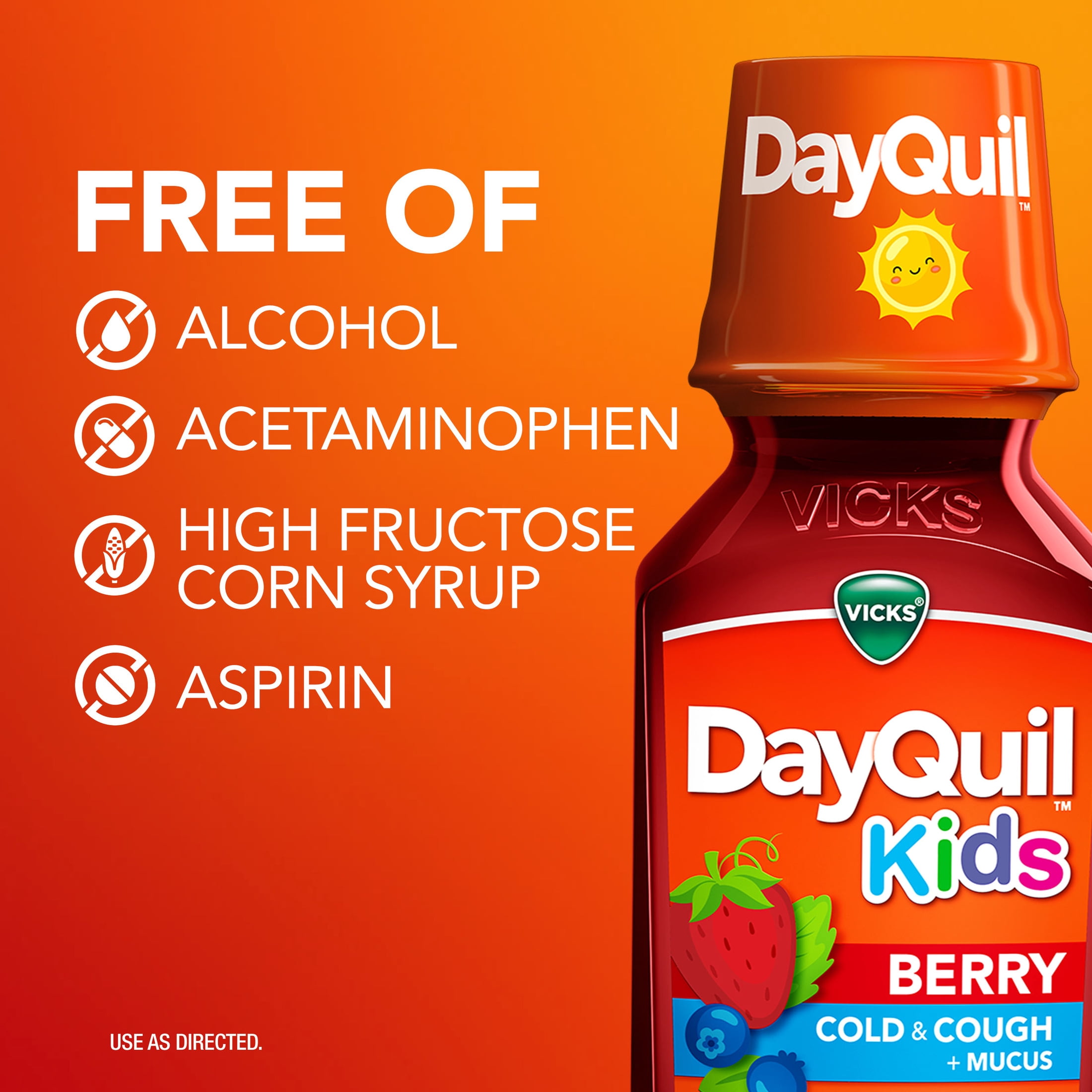 Vicks DayQuil Kids Cold and Cough and Mucus for Cough and Cold Relief, Berry Flavor, 8 fl oz