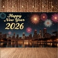 thumbnail image 6 of Colorful Fireworks New Year Banner Golden Lettering 2026 Banner Night Scene City Background Celebration Banner for New Year Party 2026 Celebration Home Decoration, 6 of 9