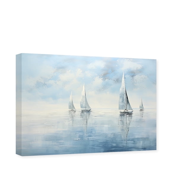 ZHONGYUTONG Sailing Boats Canvas Wall Art Sailboats Picture Print Coastal Painting Decor (12"x18")