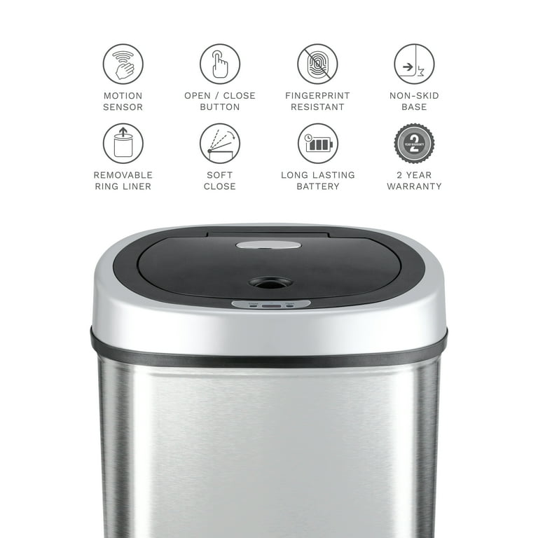Nine Stars Touchless Motion Sensor Trash Can, Stainless