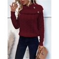 thumbnail image 6 of Women'S Pullover Sweater Pile Collar Knit Raglan Sleeve Sweater Wine Red S, 6 of 10