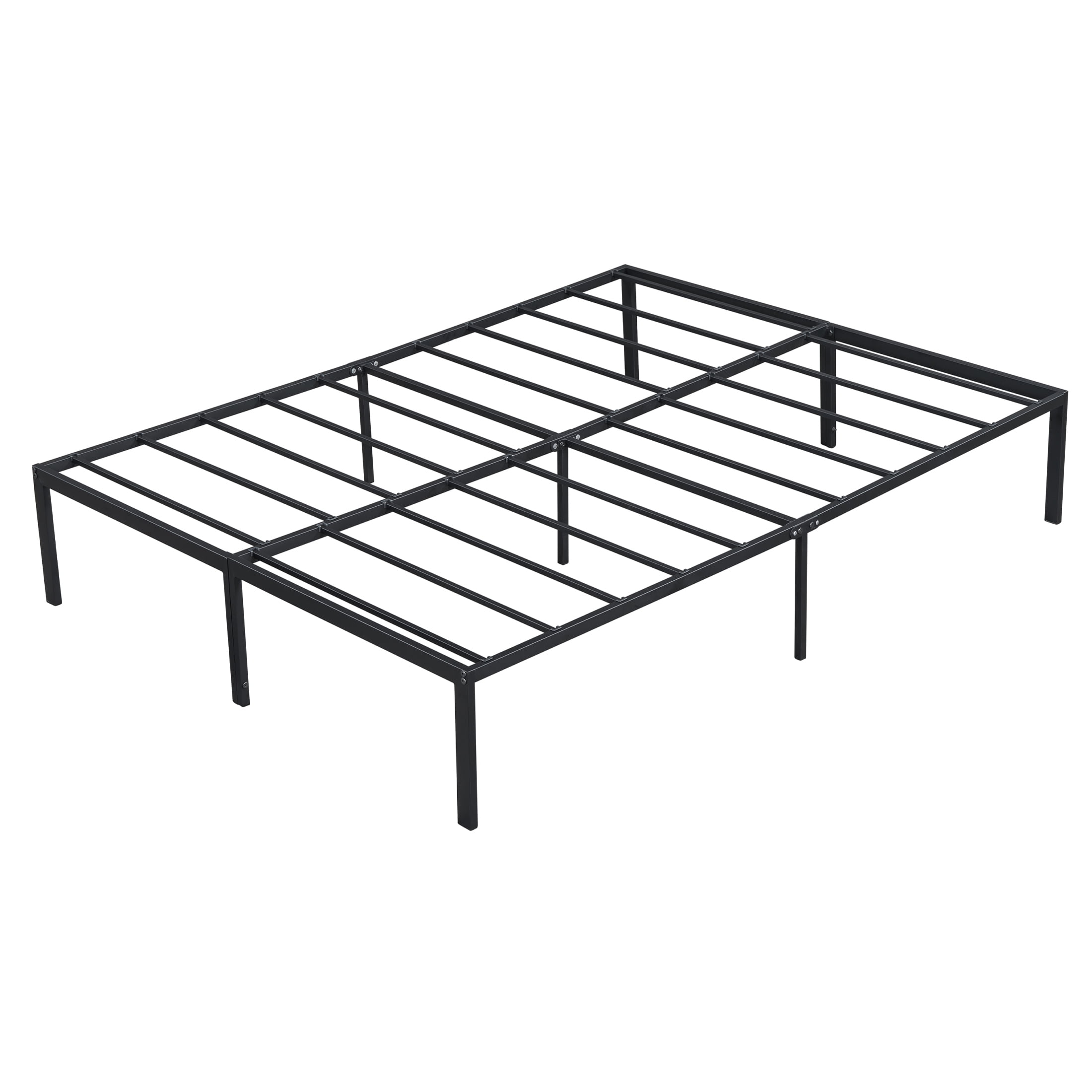 Aukfa Platform Metal Queen Size Bed Frame, 14 Inch, 600 lb Capacity, Noise Free, Black
